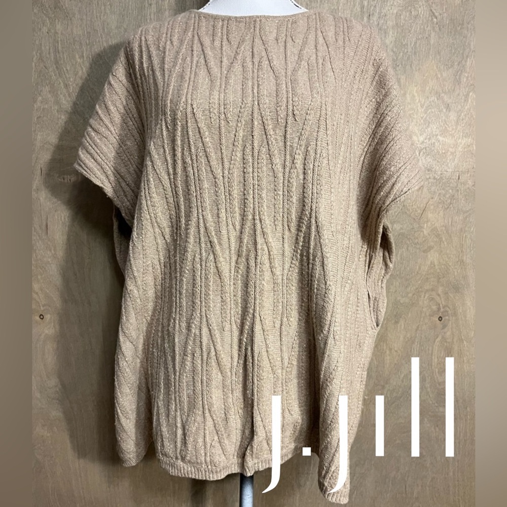 J. Jill Pure Jill Tan Texture Poncho Sweater M/L